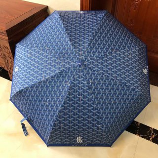 Goyard Monogram Print Folding Umbrella Blue